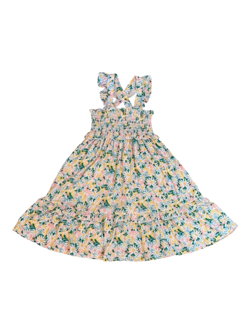 Angel Dear Pastel Floral Smocked Ruffle Sundress